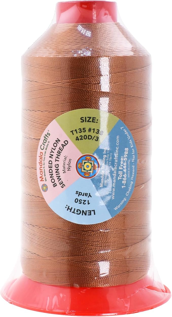 Mandala Crafts Bonded Nylon Thread Bourbon Brown Heavy Duty Sewing Threads - Image 3