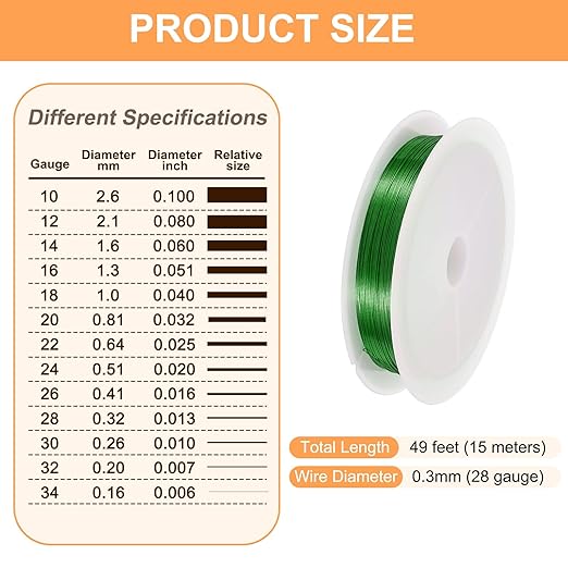 HARFINGTON 49ft Jewelry Wire, 28 Gauge Brass Craft Soft Metal Tarnish Resistant - Image 2