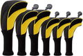 Golf Club Head Covers for Woods 3/4/5/6 Pieces Long Neck Mesh Sports Golf Club Headcovers Set with Interchangeable No. Tags 3 4 5 6 7 X Golf Accessories for Men Women