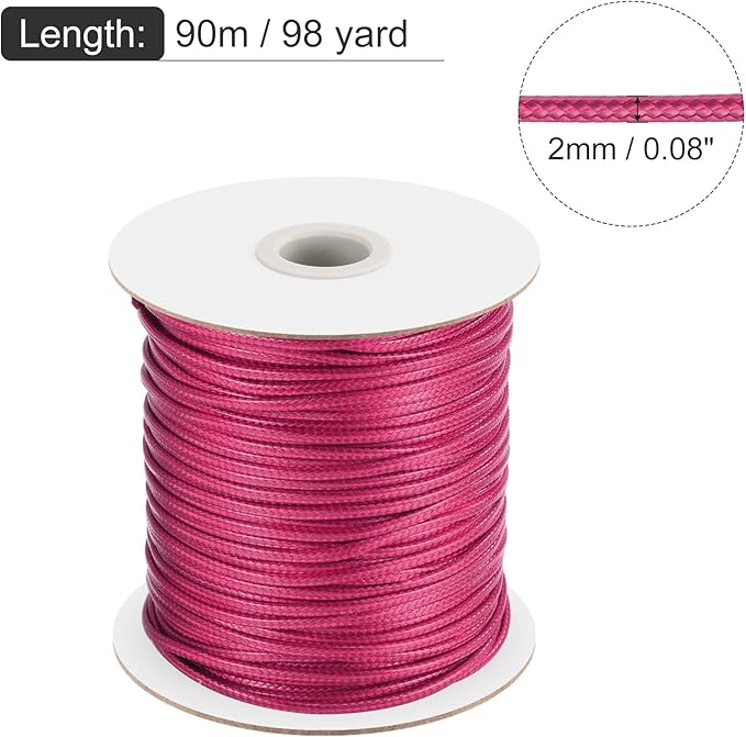MECCANIXITY Waxed Cord 2mm Waxed Polyester Cord 98 Yard Wax String - Image 2