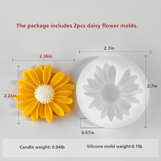 Daisy Candle Mold 2pack, Daisy Silicone molds - Image 2
