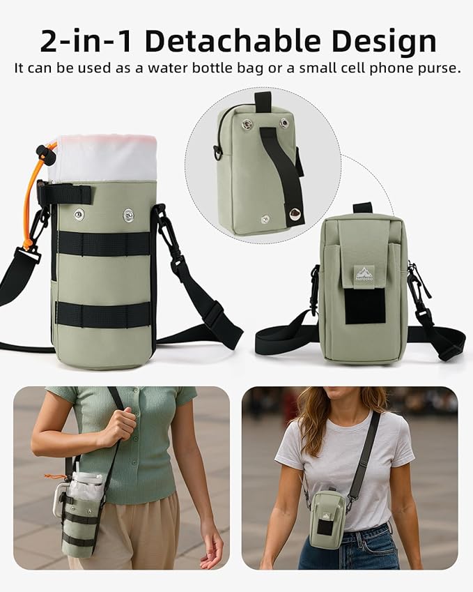 Nefeeko Magnetic Gym Bag, Water Bottle Holder with Phone Pouch, Adjustable Sling Strap, Detachable 2-in-1 Design, Gym Accessories for Men and Women, Water Bottle Bag for Fitness, Sports, Travel