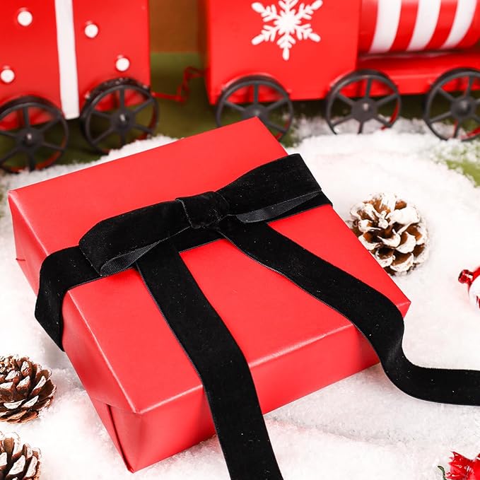 LaRibbons Thin Velvet Ribbon 1 Inch x 25 Yards, Gift Wrapping, Wreath Bow - Image 4