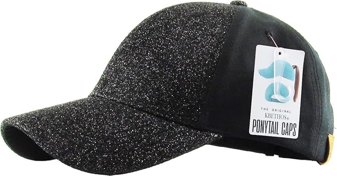 Classic Plain Ponytail Messy High Bun Headwear Adjustable Cotton Trucker Mesh Glitter Hat Baseball Cap