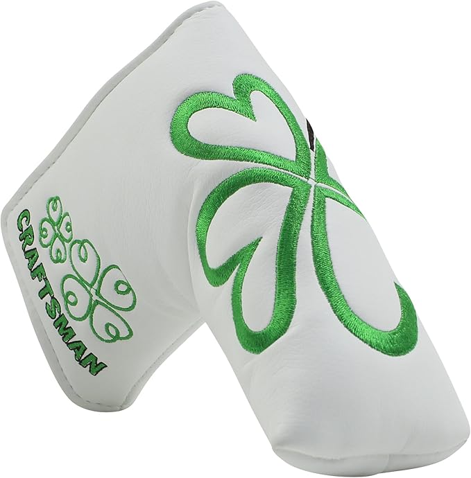 Craftsman Golf Green Lucky Clover Driver Wood Hybrid Headcover Blade Mallet Putter Cover for Scotty Cameron Taylormade Odyssey Also for Custom Version with Your Name Stitched