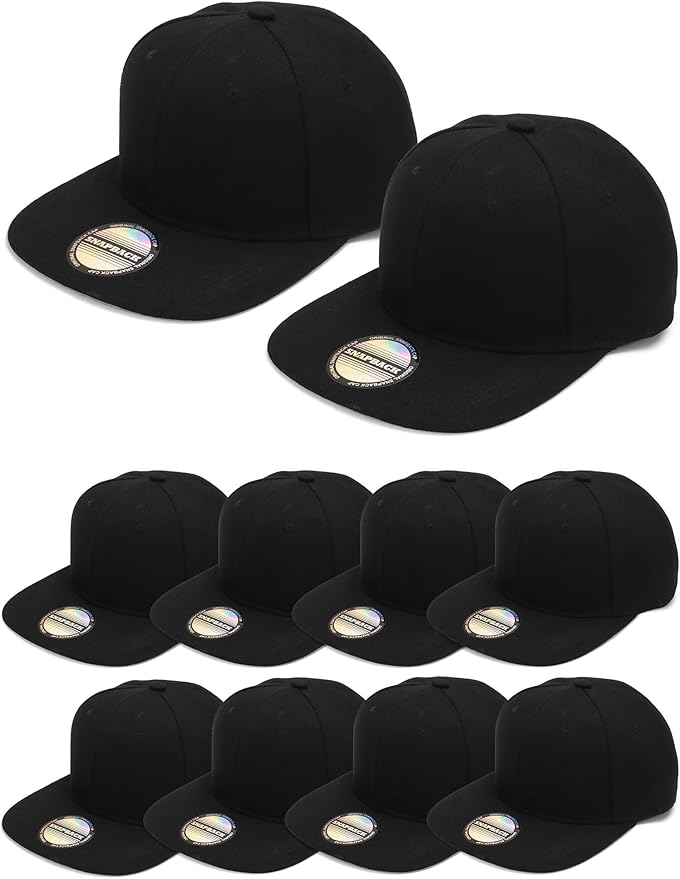 10 Pack Blank Snapback Hats for Men Flat Brim Hats Baseball Caps Bulk