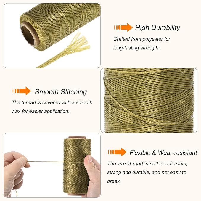 MECCANIXITY Waxed Thread, 197 Yard 1mm 210D Flat Wax Thread Polyester Waxed - Image 3