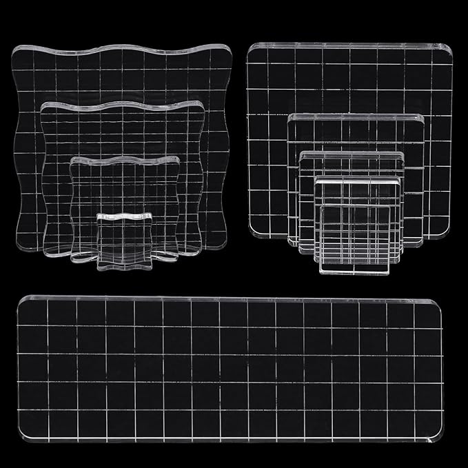10Pcs Clear Acrylic Stamp Blocks Set, Acrylic Stamping Blocks Tools Clear Stamps by QIMOO
