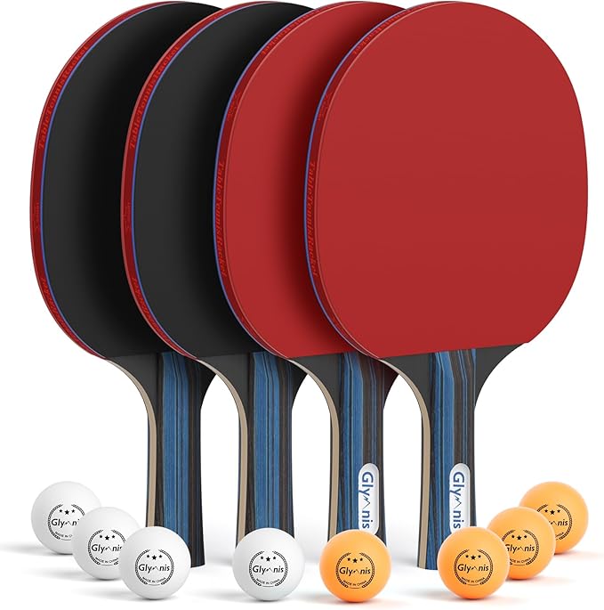 Glymnis Ping Pong Paddles Set Table Tennis Rackets by Glymnis