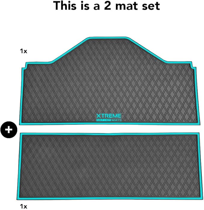 Xtreme MATS Evolution D5 Golf Cart Floor Mat Set - Rubber Double Diamond Design - Fits DMAX, D5, 2+2, 4F, 6F, Including Evolution Maverick and Ranger Trims