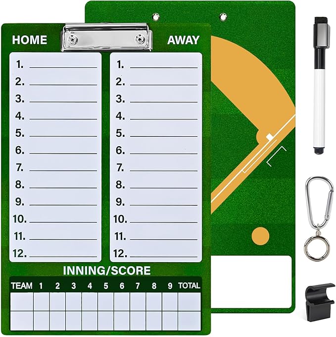 Baseball Lineup Board for Dugout, Double-Sided Dry Erase Clipboard Coaching Clipboard for Baseball, Softball, Softball Lineup Board with Marker, Baseball Coaching Accessories