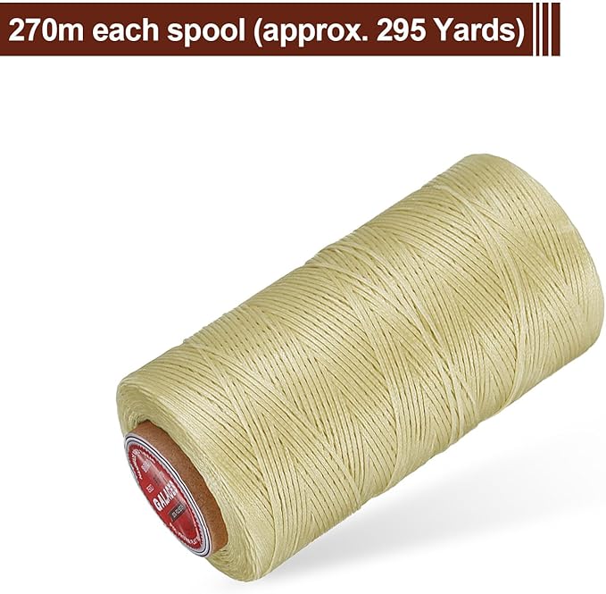 uxcell Flat Leather Sewing Waxed Thread, 270m / 295 Yards Polyester Wax String - Image 3