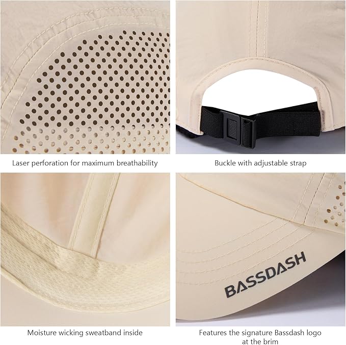 BASSDASH UPF 50+ Foldable Fishing Hat Baseball Cap with Removable Neck Flap Portable for Men Women Golf Hiking