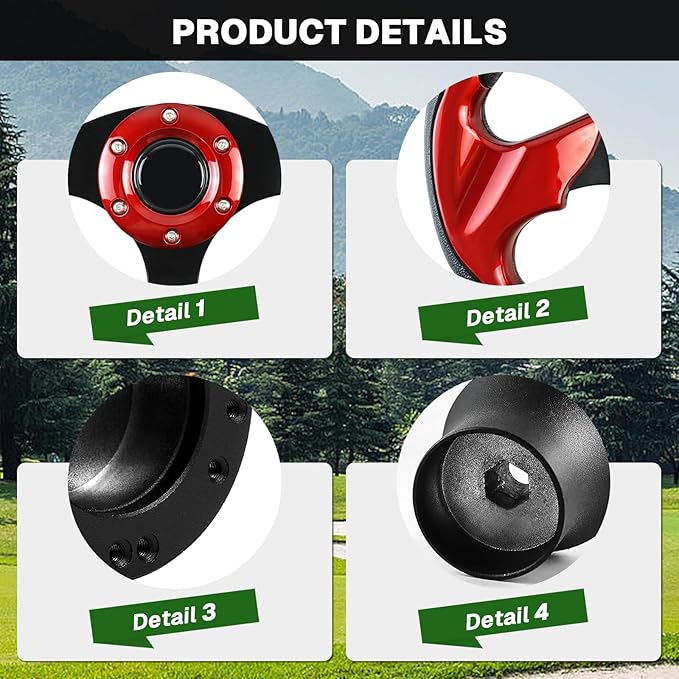 Golf Cart Accessories Steering Wheel D-bottom with Golf Adapter for CLUB CAR PRECEDENT Golf Carts Adapter Skid-(RED)