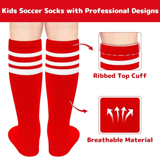 Olreco 1 Pack Toddler Kids Youth Soccer Socks Girls Boys Baseball Socks Youth Knee High Softball Football Accessories Cotton