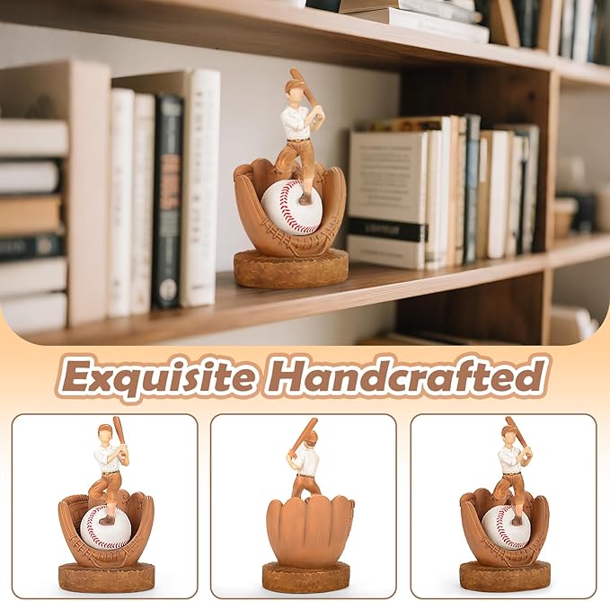 Baseball Display Case Baseball Holder: Baseball Stand Holders Balls Display Set Baseball Gifts for Boys, Sons, Men,Team Player Resin Baseball Figurines Baseball Collector Memorabilia Baseball Gifts