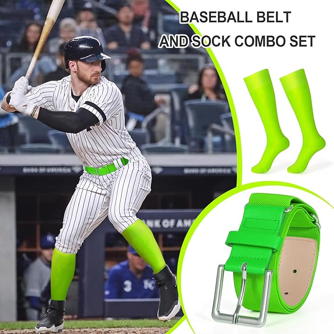XZQTIVE 3 Pairs of Baseball Softball Socks and 1 Baseball Softball Belt Combo Set Knee-High Soccer Socks for Kids Youth Adult