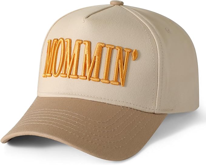 Mommin Trucker Hat, Mothers Day Gifts for Mom Wife, Vintage Two Tone Ponytail Baseball Cap, Adjustable Embroidered Hat