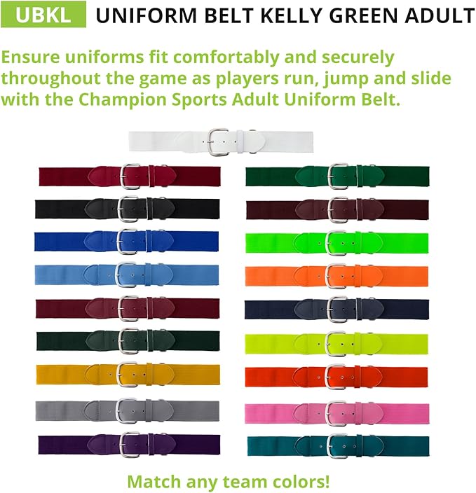 Champion Sports Baseball & Softball Belt – Stretch Fit Uniform Belt for Youth & Adult Players, Multiple Colors
