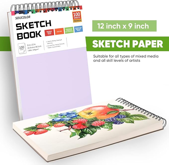 Soucolor 9" x 12" Sketch Book, Christmas Gifts - Image 5