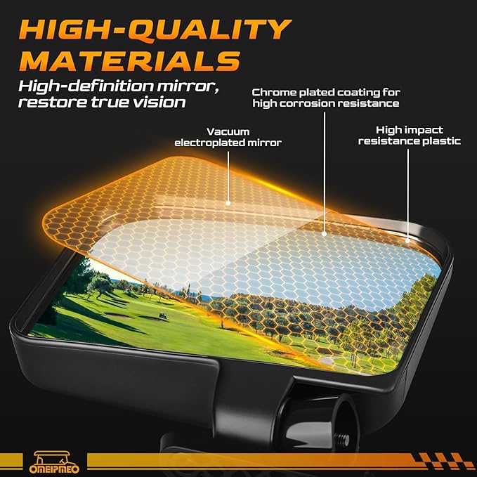 Golf Cart Mirrors, Golf Cart Side Mirrors with LED Turn Signal Light, Universal Rear View Mirror for Club Car EZGO YAMAHA, Left & Right Pair, Street Legal, Easy Bolt-On Installation, Enhanced Safety