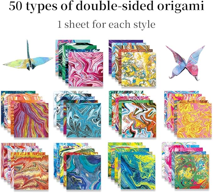 Square Origami Paper 6x6 Double Sided 50 Sheets 50 Colors 70GSM Origami Kit - Image 3