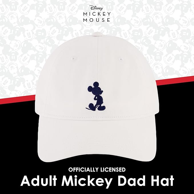 Disney Unisex Adult Disney Mickey Mouse Dad Hat, Adult Baseball Cap with Curved Brim
