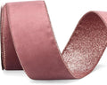 Ribbli Rose Gold Velvet Wired Ribbon 2.5 Inch Dusty Rose Velvet by Ribbli