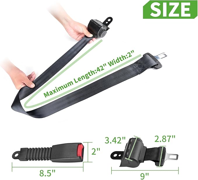 10L0L 4PCS Universal Retractable Golf Cart Seat Belt Kit for Yamaha, EZGO, Club Car, Fits Front Rear Seat (Not Include Bracket)