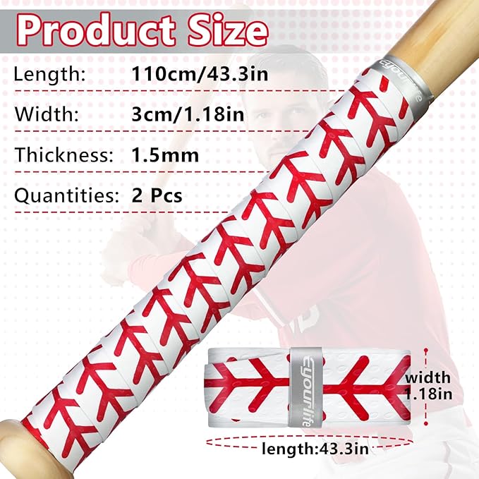 Eyourlife 2/4 Pack Baseball Bat Grip Bat Wraps for Baseball Lifestyle Softball Gifts Pro Feel Non-Slip Elite Batting Grip Tape for Bats Players