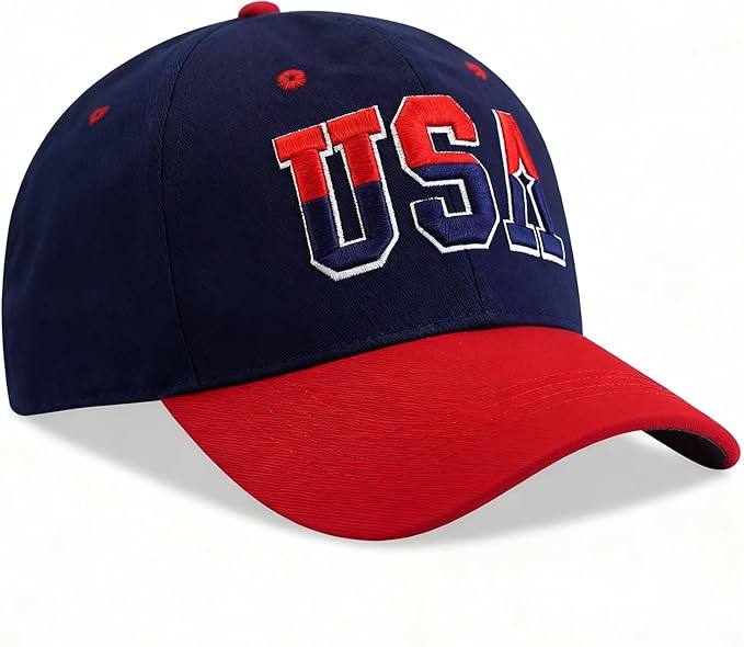 American Flag Patriotic Baseball Cap | Embroidered USA Flag 100% Cotton Adjustable Hat for Men & Women