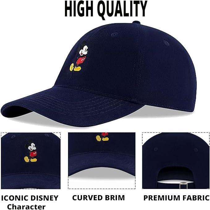 Disney Mens Baseball Cap, Mickey Mouse Adjustable Hat for Adult