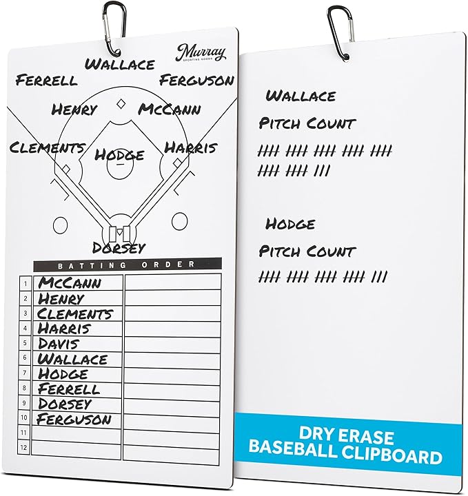 Murray Sporting Goods Dry Erase Coaches Clipboard | Double-Sided Dry Erase White Board