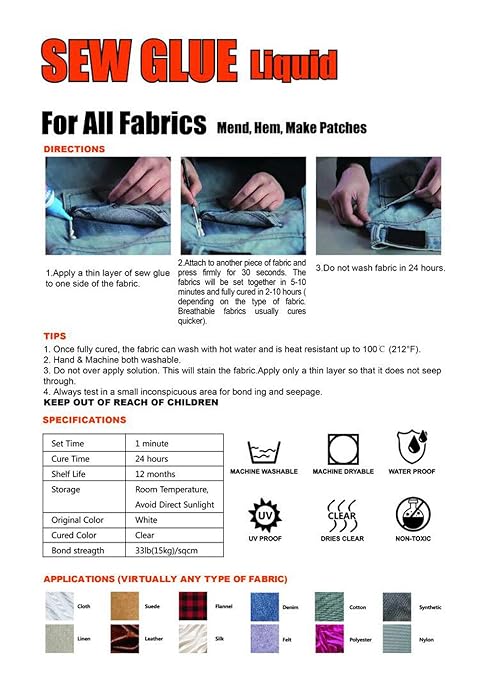 1 Min Quick Bonding Fast Dry Sew Glue Liquid Reinforcing Adhesive Speedy Fix - Image 7