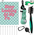 Liliful 12 Pcs Golf Accessories Kit, Include Golf Ball Bag with Hook Towel Tees Magnetic Ball Marker Divot Tool Cleaner Brush for Women Man Gifts
