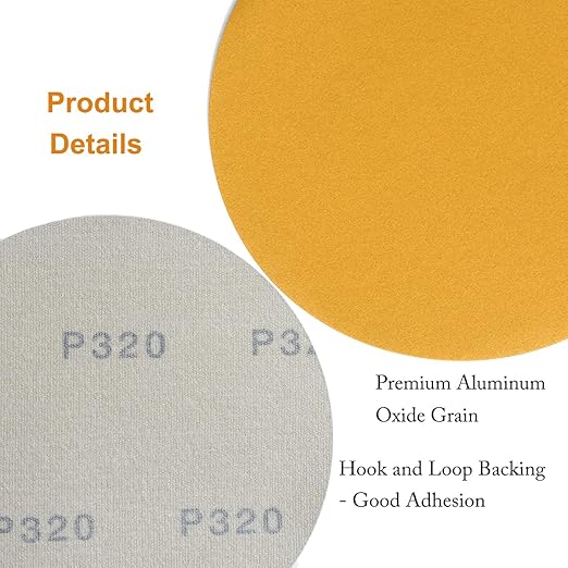 6-Inch No-Hole Hook and Loop Sanding Discs 320-Grit, Random Orbital Sandpaper - Image 5