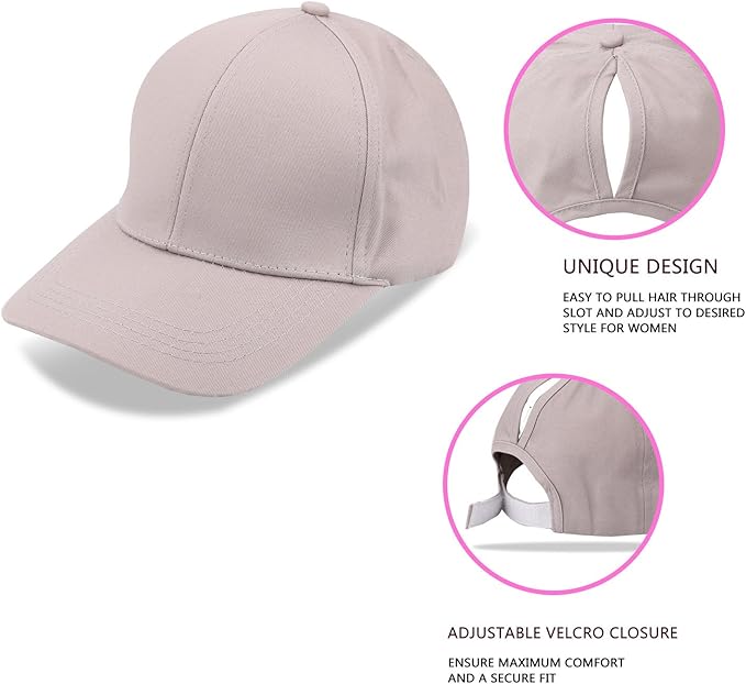 Criss Cross Hat Washed Distressed Baseball Cap Ponytail Hat High Messy Bun Ponycap for Women