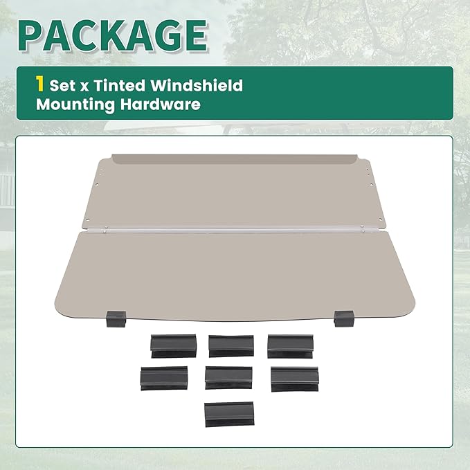 ECOTRIC Tinted Windshield Compatible with 1982-2000.5 Club Car DS Golf Cart Smoke Style Fold Down Windscreen