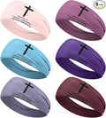 6 PCS Christian Headbands for Men Women Jesus Faith Cross Athletic Sweatbands Moisture Wicking Twist Knotted Criss Cross Hair Bands with Bible Verse Religious for Sports Workout Football Baseball