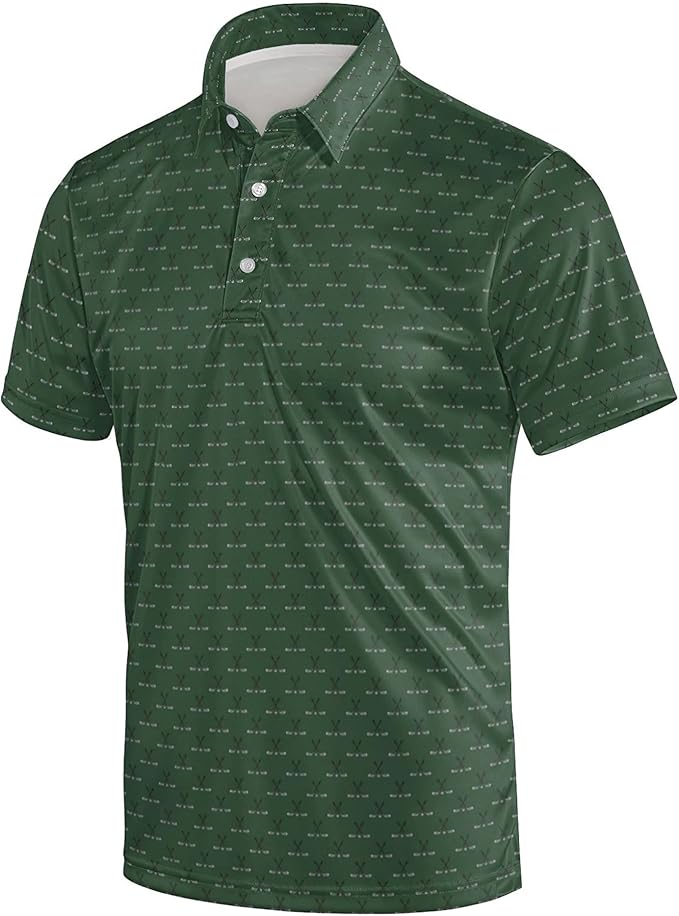 Golf Polo Shirts for Men Funny Print Short Sleeve Golf Shirts Performance Golf Polos