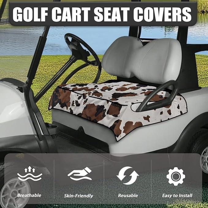 Golf Cart Seat Covers, Universal Golf Cart Seat Towel Blanket with 4 Front Pockets & Nonskid Bottom Fits for Club Car 2 Person Seats Golf Carts
