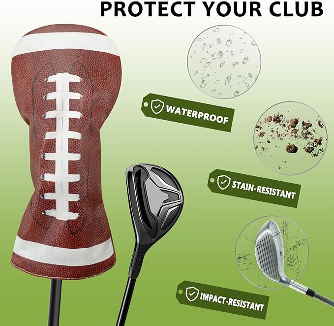 Golf Club Head Covers for Men Women, PU Leather Golf Headcover for Driver Fairway Wood and Hybrid, Funny Golf Accessories