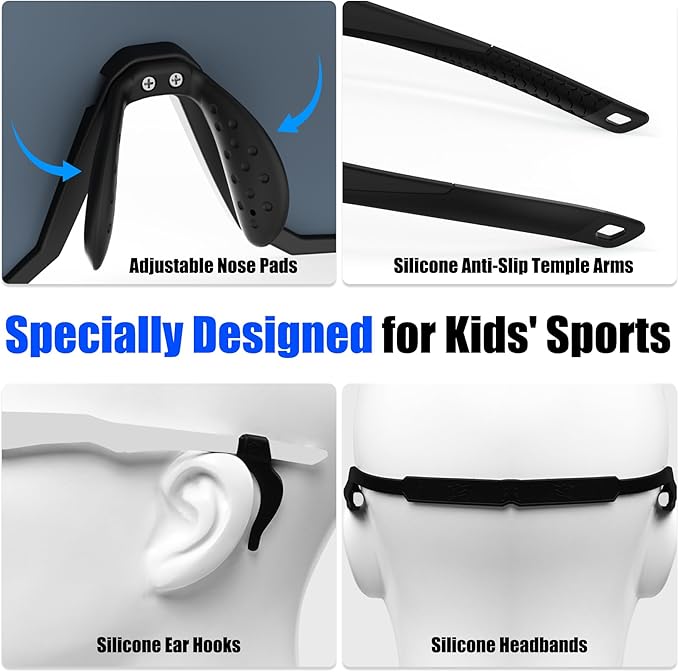 X-TIGER Kids Sunglasses Polarized Youth Baseball Sunglasses for 8-14 boys girls UV400 Sports Softball Cycling Glasses