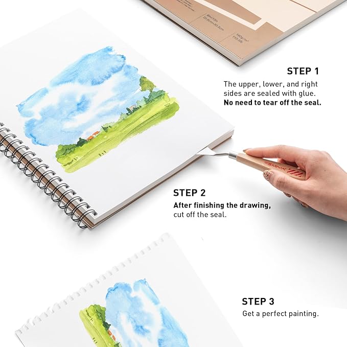 HIMI Mix Media Paper Pad 9X12'' 40 Sheets Mix Paper Pad, Side Wire Bound - Image 3