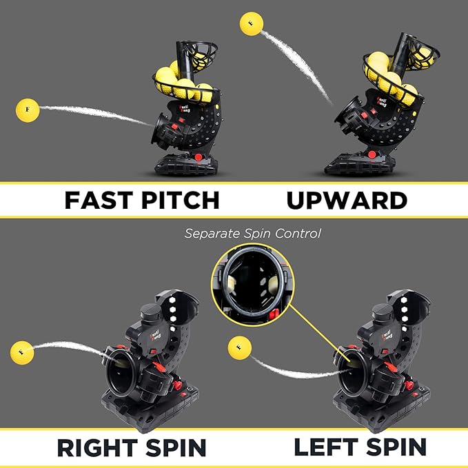 Furlihong Upgraded Electronic Baseball Pitching Machine, Adjustable Angles & Speed, AC Adapter or Battery Powered, Comes with 8 Dimpled Balls, for Batting and Fielding Practice of Low Level