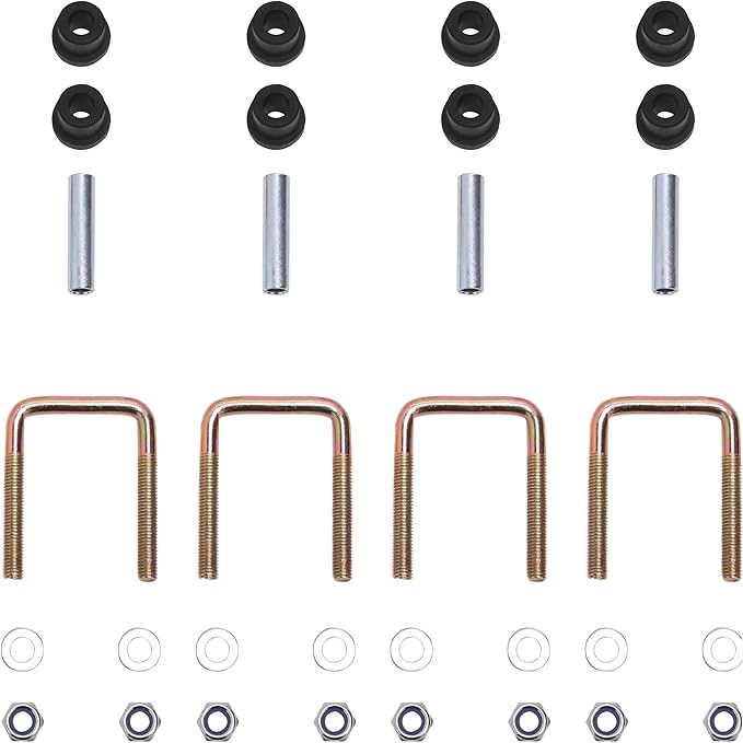10L0L Heavy Duty Golf Cart Rear Leaf Spring Kit - 4-leaf Spring with Bushings & Sleeves for EZGO TXT Golf Cart 1995-2013