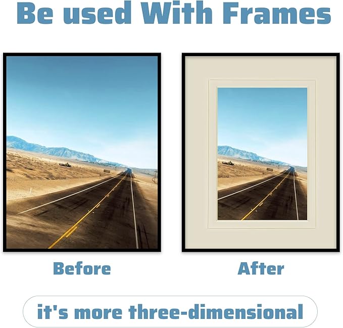 HOTUO 10 Pack Acid Free Ivory Picture Frame Mats, Pre-Cut 11x14 Picture Mats - Image 5