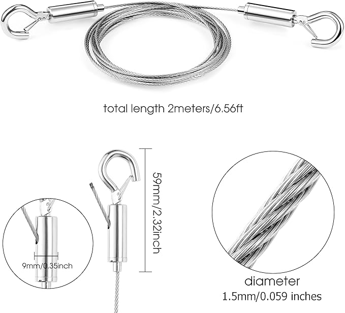Adjustable Picture Hanging Wire 2PCS Mirror Frame Kit 2m x1.5mm Heavy Duty - Image 3
