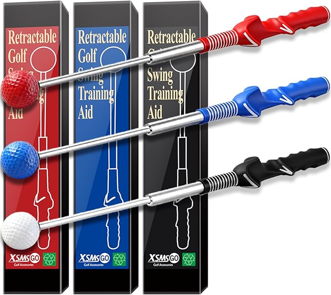Retractable Golf Swing Training Aid – Golf Swing Trainer with Ergonomic Grip & Audible Feedback | Golf Swing Corrector for Tempo, Balance & Accuracy | Indoor & Outdoor Golf Practice Tool