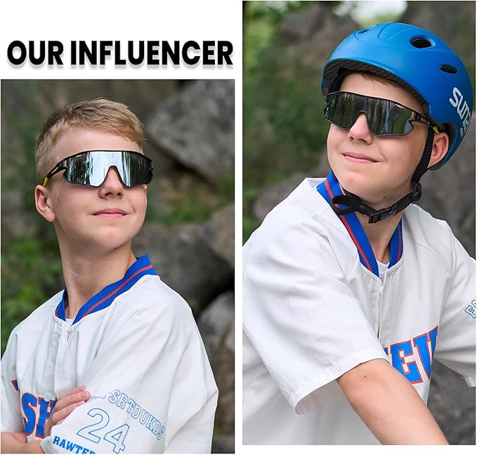 DUCO Kids Sunglasses Youth Baseball Sun Glasses Lightweight TR90 Frame UV400 Sports Cycling Shades for Boys Girls DK268